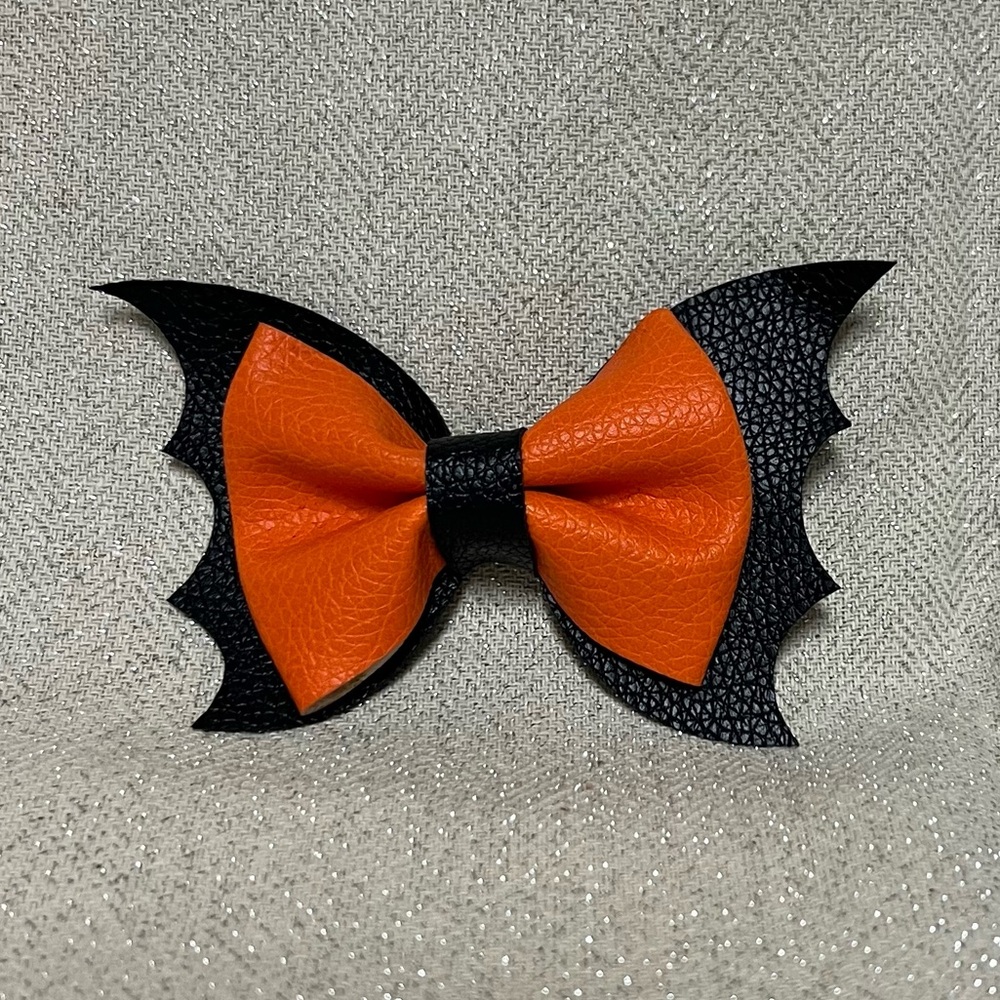 Bat Wings Hair Clip with Orange Bow